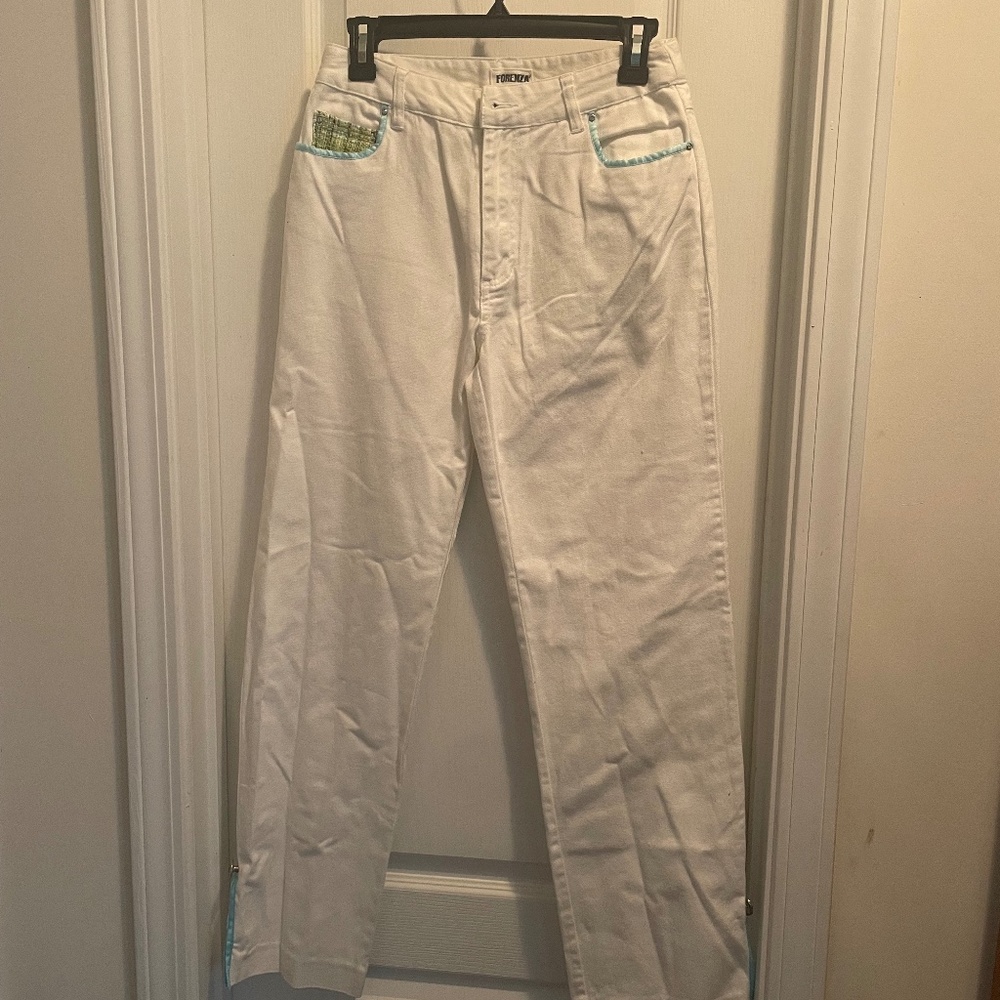 Forenza  white and green jeans